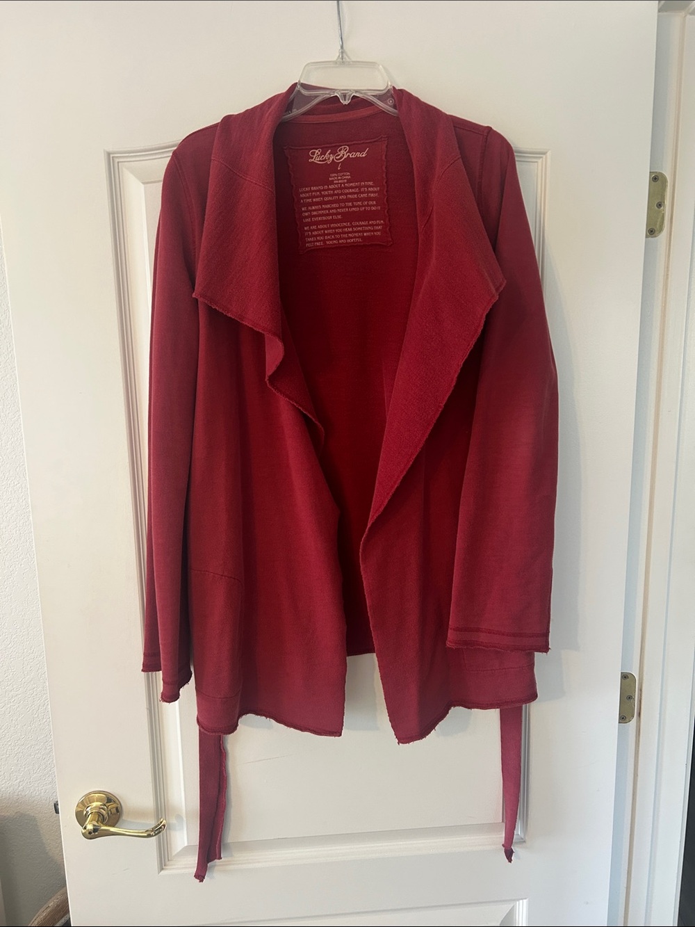 Lucky Brand Women's Burgundy Open-Front Draped Jacket